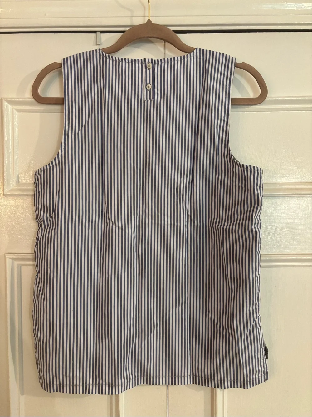 NWT JCrew Contrast Sleeveless Tank Top Grey Front Blue & White Stripe Back Small